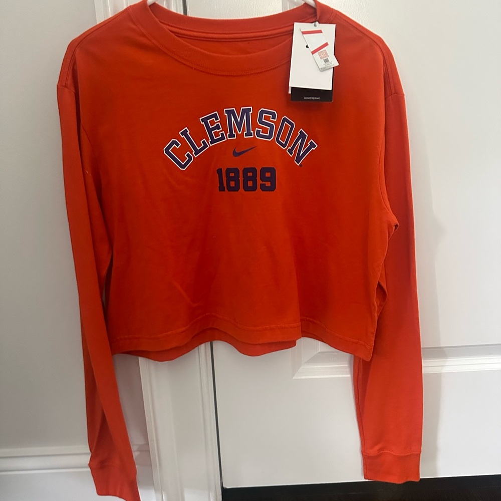 Clemson Nike long sleeve cropped top size small